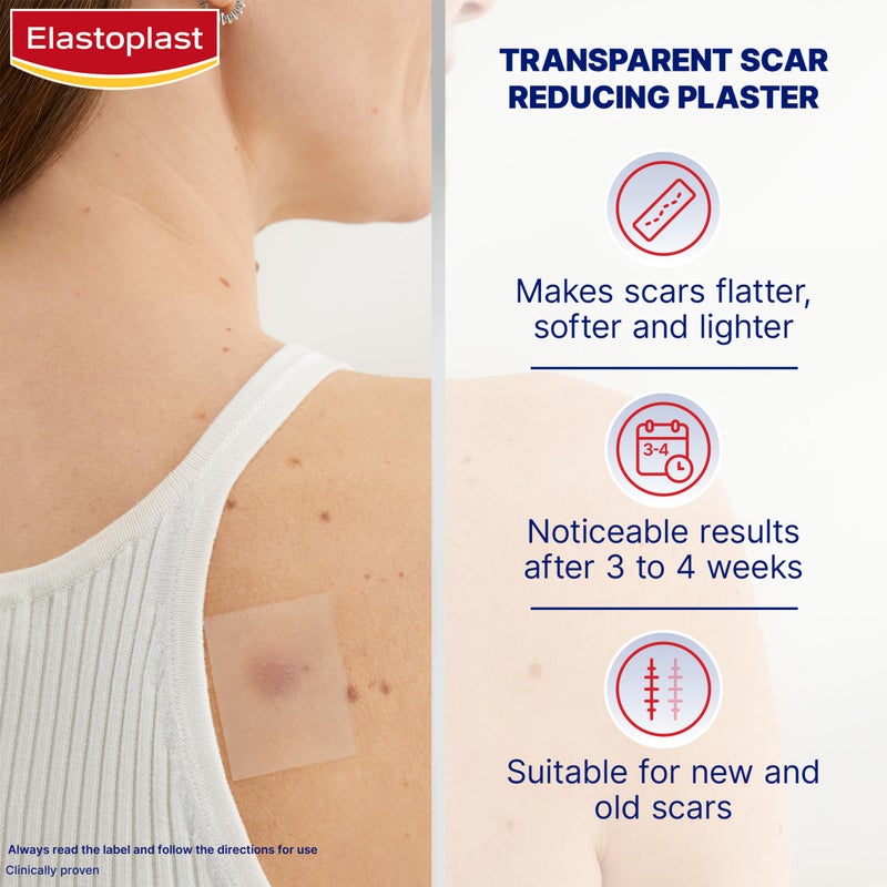 Elastoplast Scar Reducer Plasters (21 Pieces), Quick and Convenient Scar Cover Up Treatment, Scar Sheets to Reduce Visbility of Scars, Scar Plaster Pack for Quick Results - Image 2